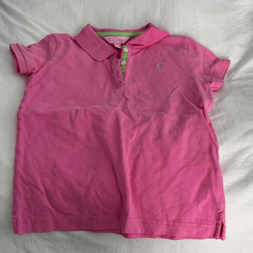 Lilly Pulitzer Kids Polo in Pink with Green Accents
